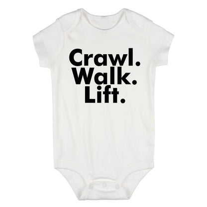 Crawl Walk Lift Workout Baby Bodysuit One Piece White