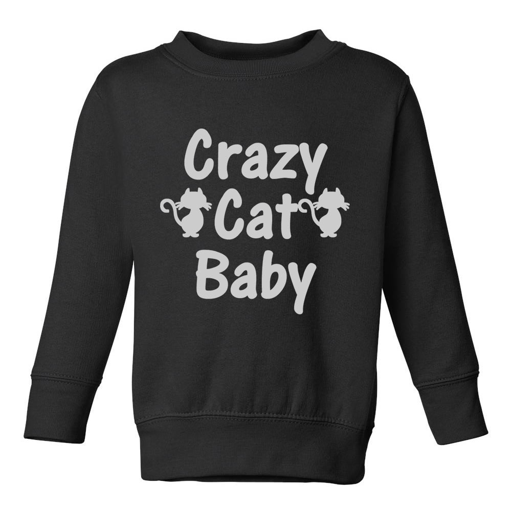 Crazy Cat Baby Toddler Boys Crewneck Sweatshirt Black
