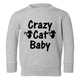 Crazy Cat Baby Toddler Boys Crewneck Sweatshirt Grey
