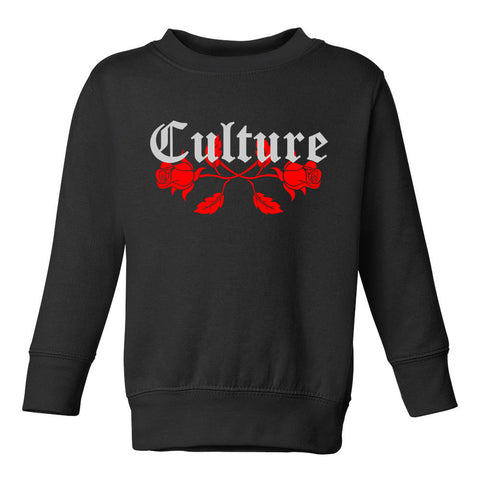 Culture Red Roses Toddler Boys Crewneck Sweatshirt Black