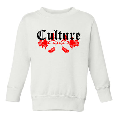 Culture Red Roses Toddler Boys Crewneck Sweatshirt White