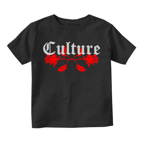 Culture Red Roses Toddler Boys Short Sleeve T-Shirt Black