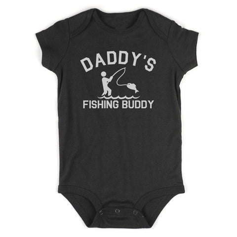 Daddys Fishing Buddy Baby Bodysuit One Piece Black