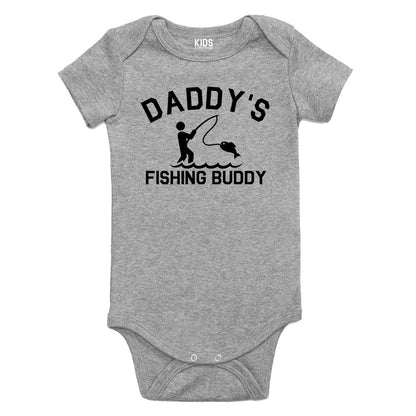 Daddys Fishing Buddy Baby Bodysuit One Piece Grey