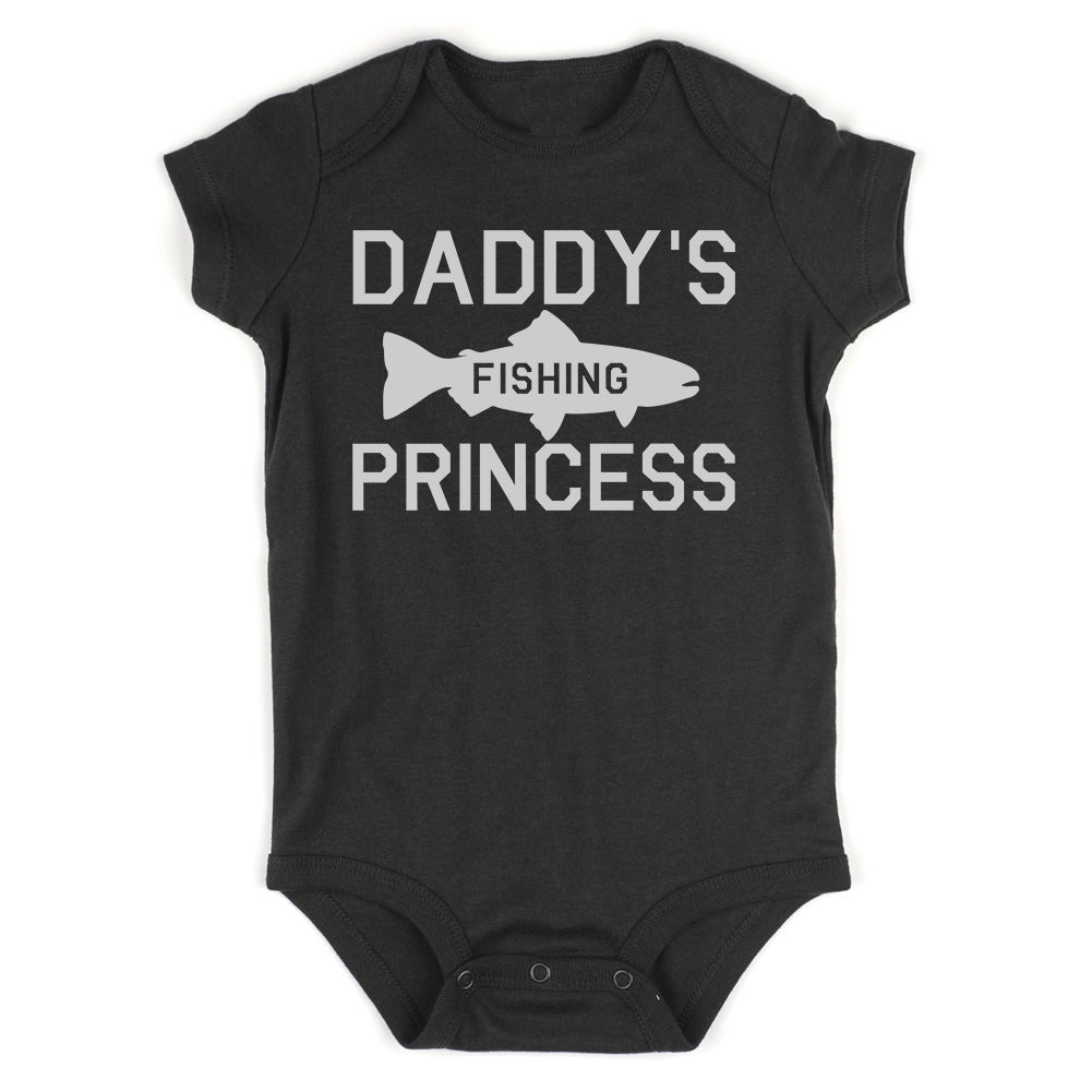 Daddys Fishing Princess Infant Baby Girls Bodysuit Black