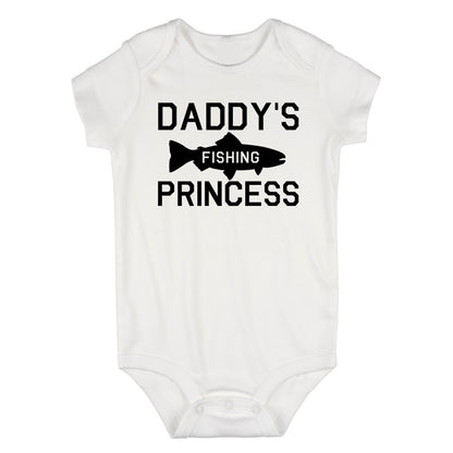 Daddys Fishing Princess Infant Baby Girls Bodysuit White