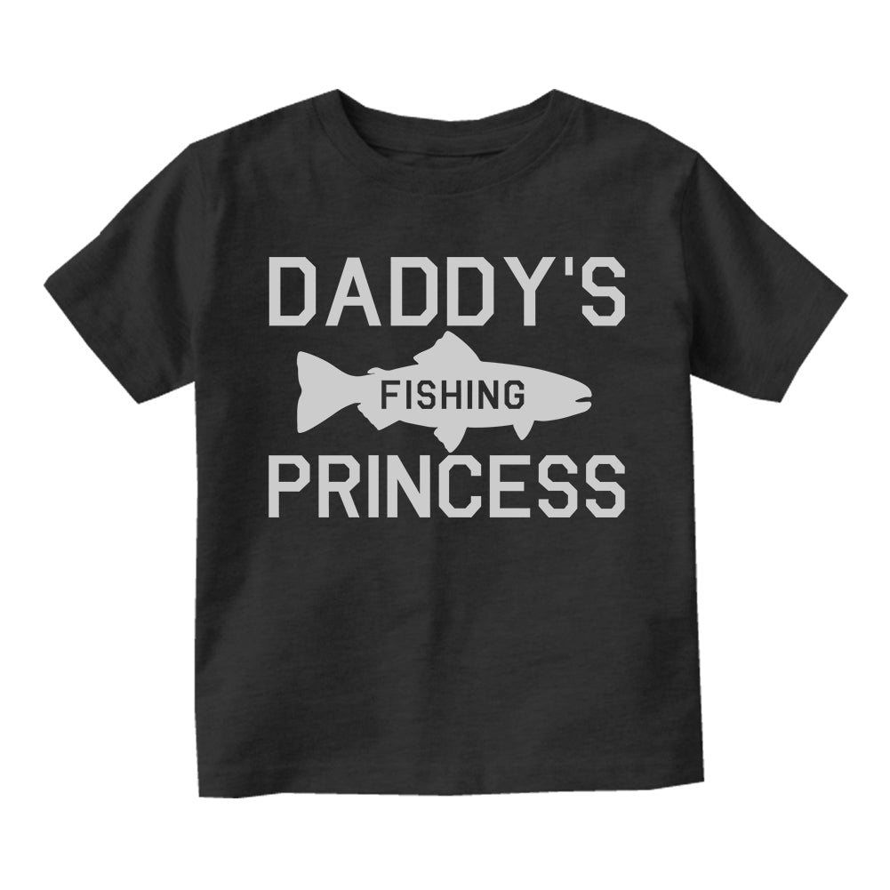 Daddys Fishing Princess Infant Baby Girls Short Sleeve T-Shirt Black