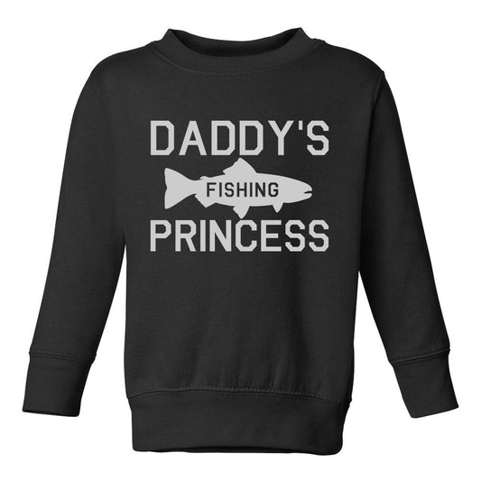 Daddys Fishing Princess Toddler Girls Crewneck Sweatshirt Black