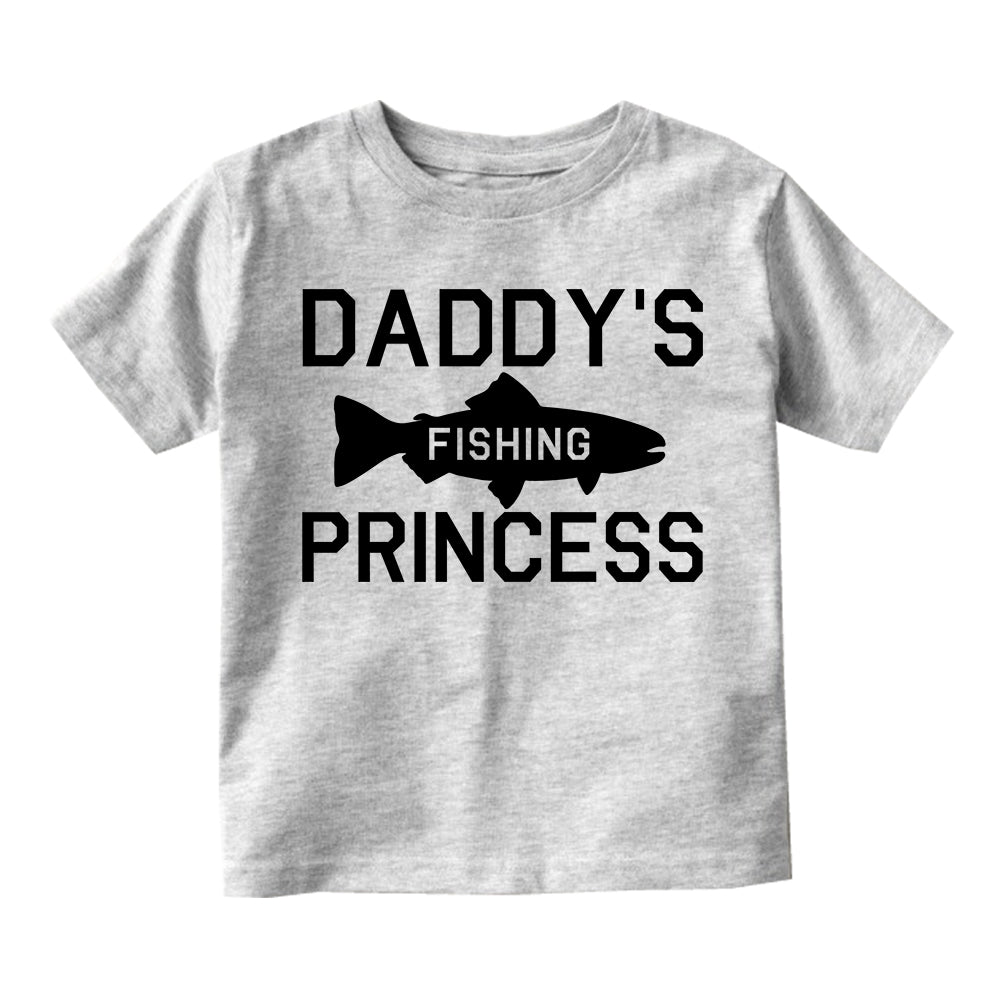 Daddys Fishing Princess Toddler Girls Short Sleeve T-Shirt Grey