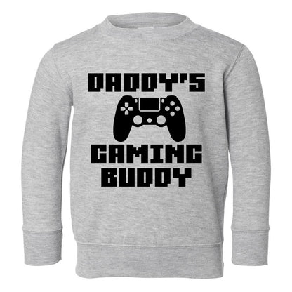 Daddys Gaming Buddy Toddler Boys Crewneck Sweatshirt Grey