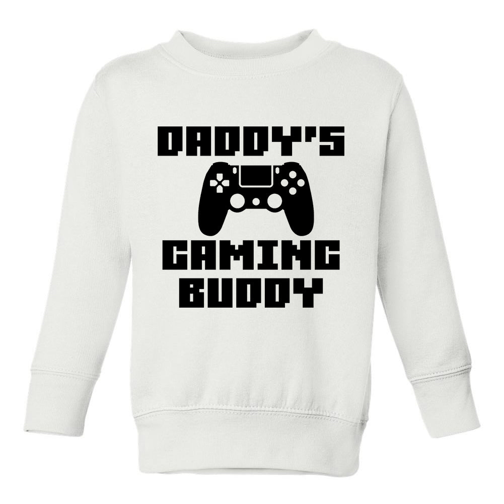 Daddys Gaming Buddy Toddler Boys Crewneck Sweatshirt White