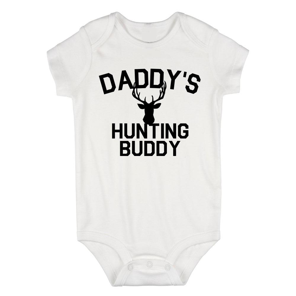 Daddys Hunting Buddy Deer Antlers Baby Bodysuit One Piece White