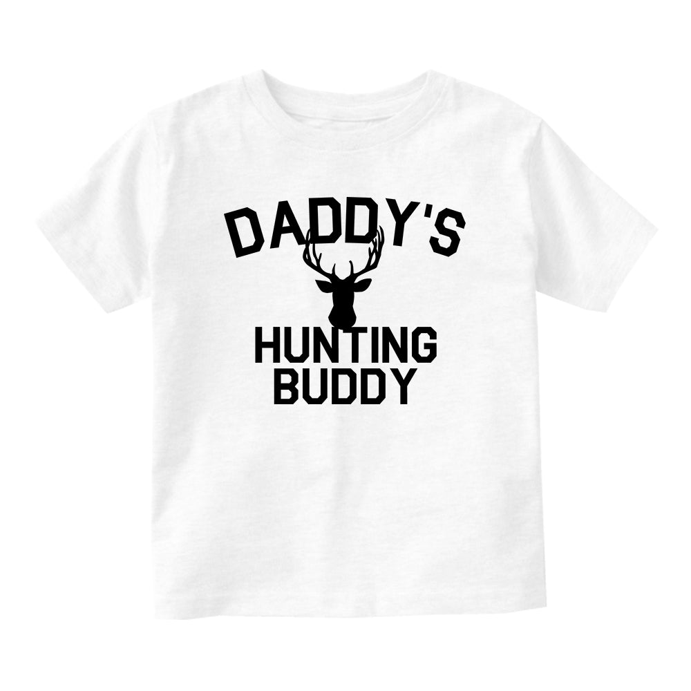 Daddys Hunting Buddy Deer Antlers Baby Toddler Short Sleeve T-Shirt White