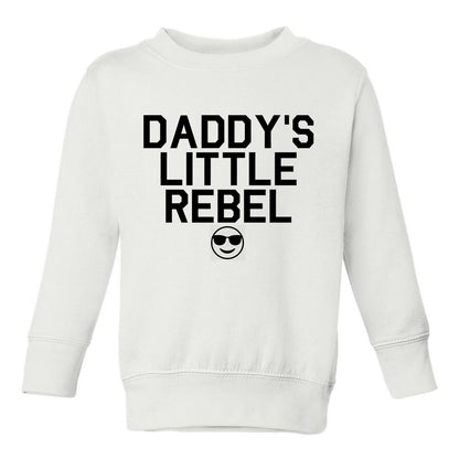 Daddys Little Rebel Emoji Toddler Boys Crewneck Sweatshirt White