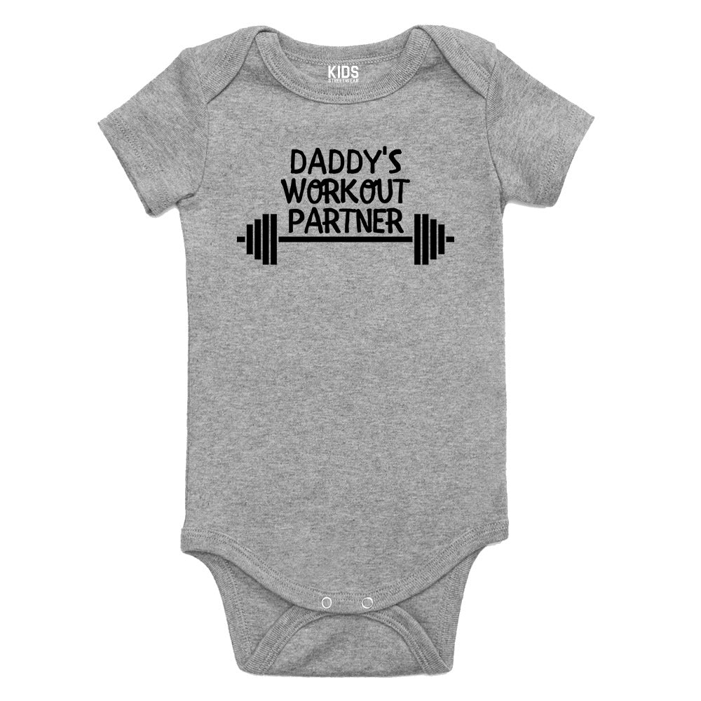 Daddys Workout Partner Baby Bodysuit One Piece Grey