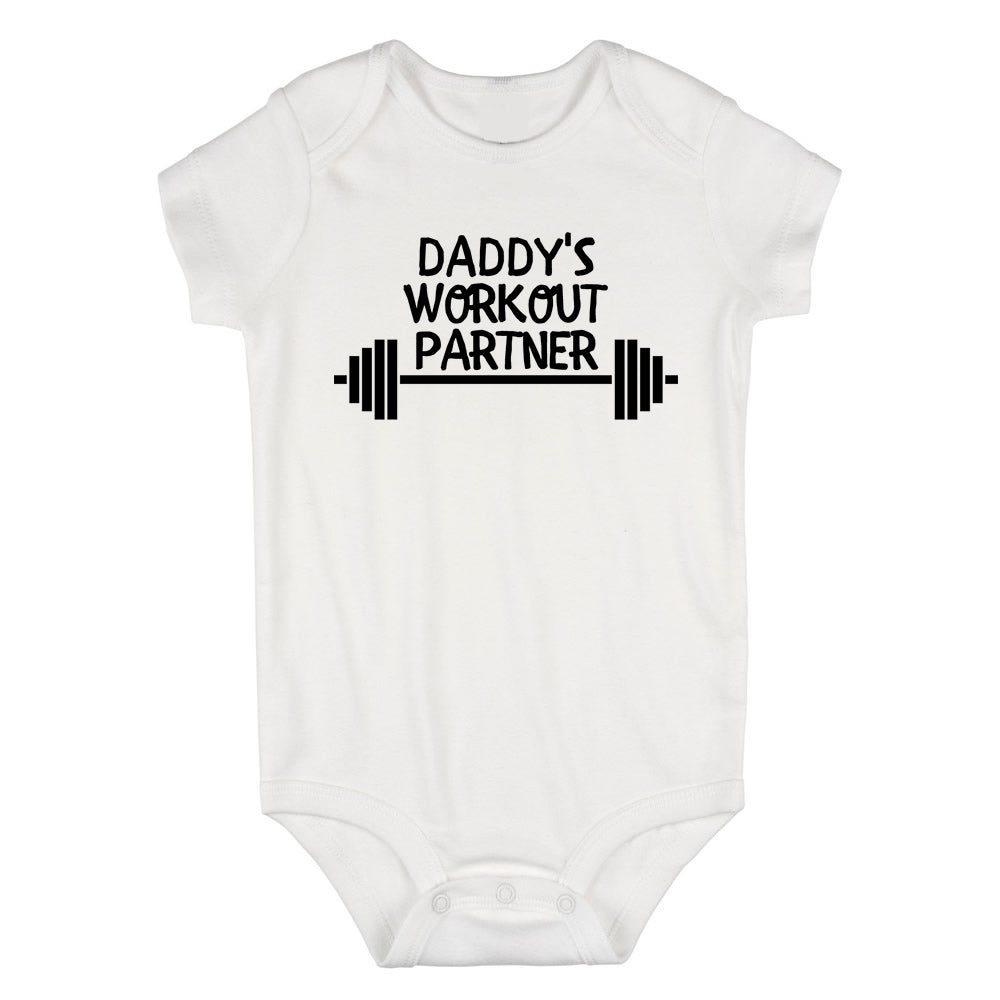 Daddys Workout Partner Baby Bodysuit One Piece White