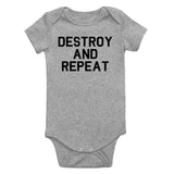 Destroy And Repeat Infant Baby Boys Bodysuit Grey