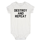 Destroy And Repeat Infant Baby Boys Bodysuit White