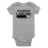 Diaper Loading Please Wait Poop Funny Baby Bodysuit One Piece Grey