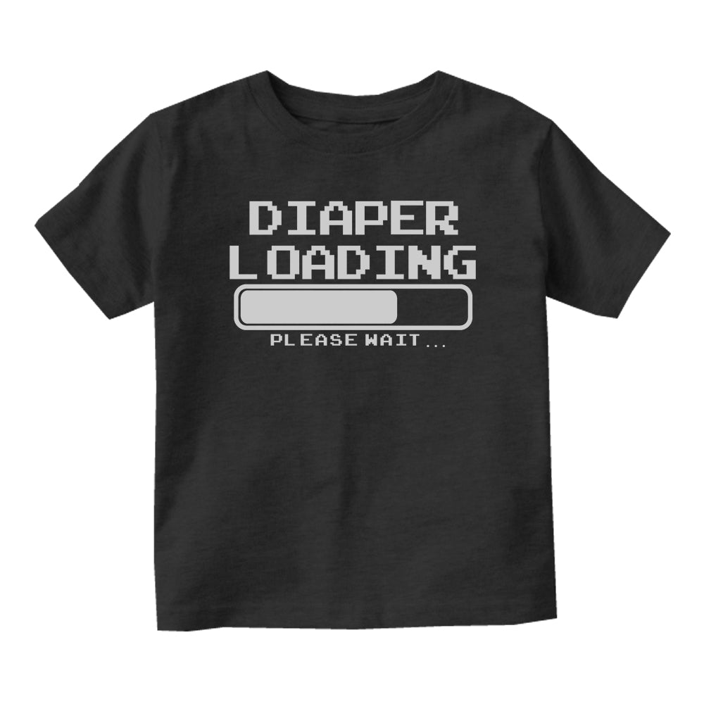 Diaper Loading Please Wait Poop Funny Baby Infant Short Sleeve T-Shirt Black