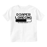 Diaper Loading Please Wait Poop Funny Baby Toddler Short Sleeve T-Shirt White