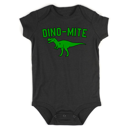 Dino Mite Dinosaur Funny Infant Baby Boys Bodysuit Black