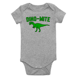 Dino Mite Dinosaur Funny Infant Baby Boys Bodysuit Grey
