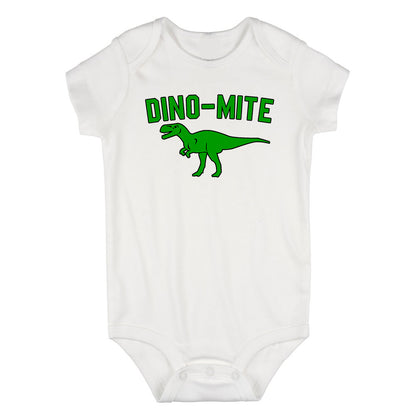 Dino Mite Dinosaur Funny Infant Baby Boys Bodysuit White