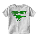 Dino Mite Dinosaur Funny Infant Baby Boys Short Sleeve T-Shirt Grey