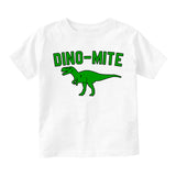 Dino Mite Dinosaur Funny Toddler Boys Short Sleeve T-Shirt White