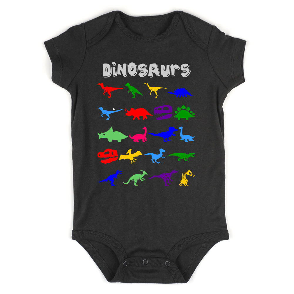 Dinosaurs Colorful Collection Infant Baby Boys Bodysuit Black