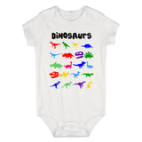 Dinosaurs Colorful Collection Infant Baby Boys Bodysuit White