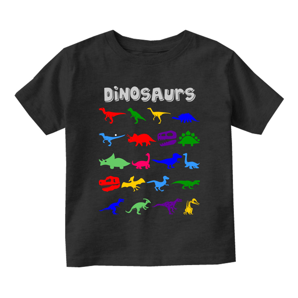 Dinosaurs Colorful Collection Infant Baby Boys Short Sleeve T-Shirt Black