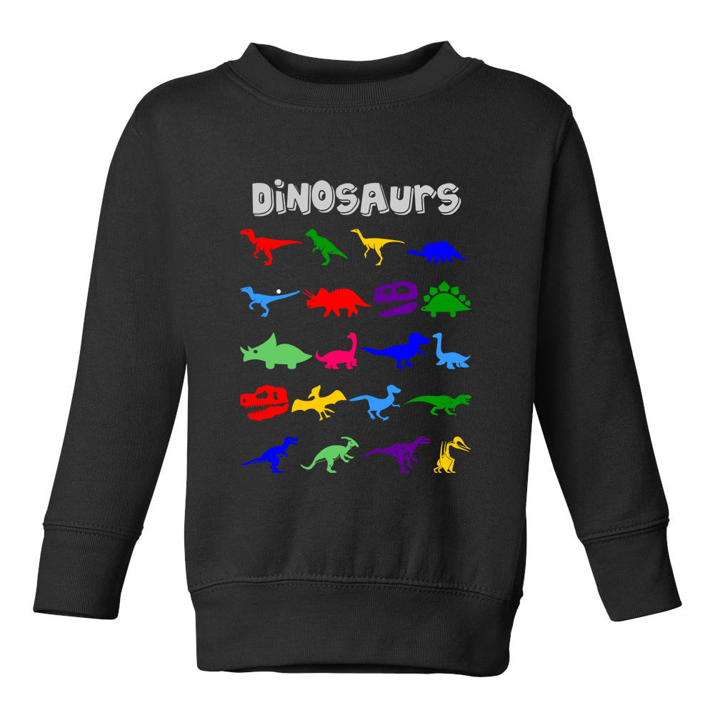 Dinosaurs Colorful Collection Toddler Boys Crewneck Sweatshirt Black