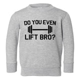 Do You Even Lift Bro Gym Workout Toddler Boys Crewneck Sweatshirt Grey