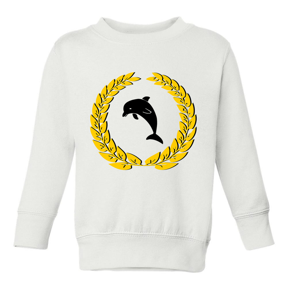 Dolphin Emblem Toddler Boys Crewneck Sweatshirt White
