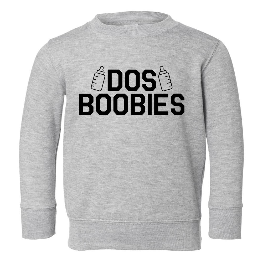 Dos Boobies Milk Toddler Boys Crewneck Sweatshirt Grey