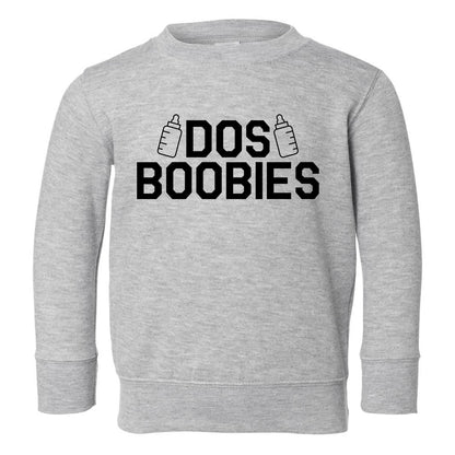 Dos Boobies Milk Toddler Boys Crewneck Sweatshirt Grey