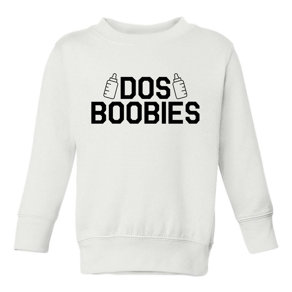 Dos Boobies Milk Toddler Boys Crewneck Sweatshirt White