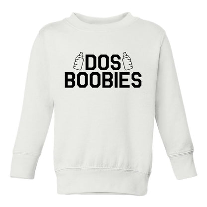 Dos Boobies Milk Toddler Boys Crewneck Sweatshirt White
