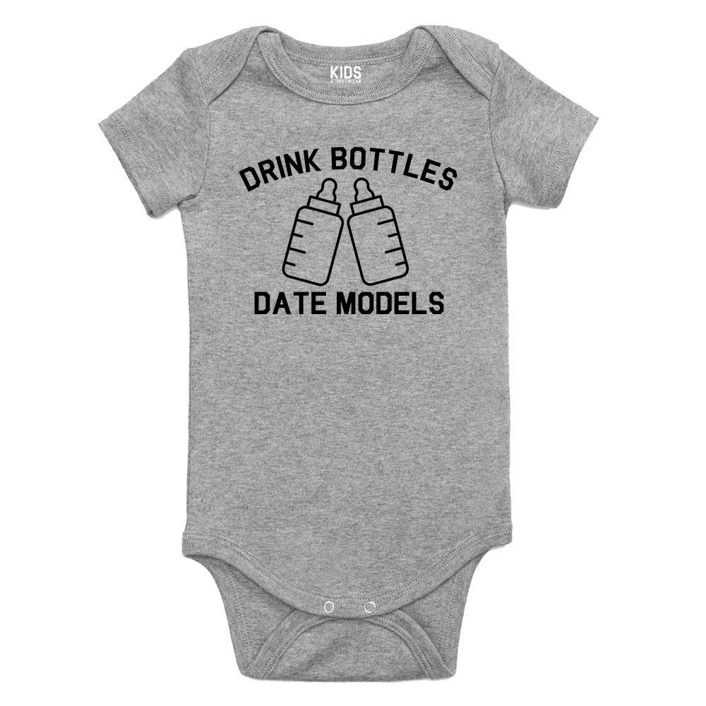 Drink Bottles Date Models Funny Baby Bodysuit One Piece Grey