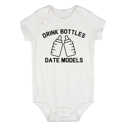 Drink Bottles Date Models Funny Baby Bodysuit One Piece White