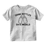 Drink Bottles Date Models Funny Baby Toddler Short Sleeve T-Shirt Grey