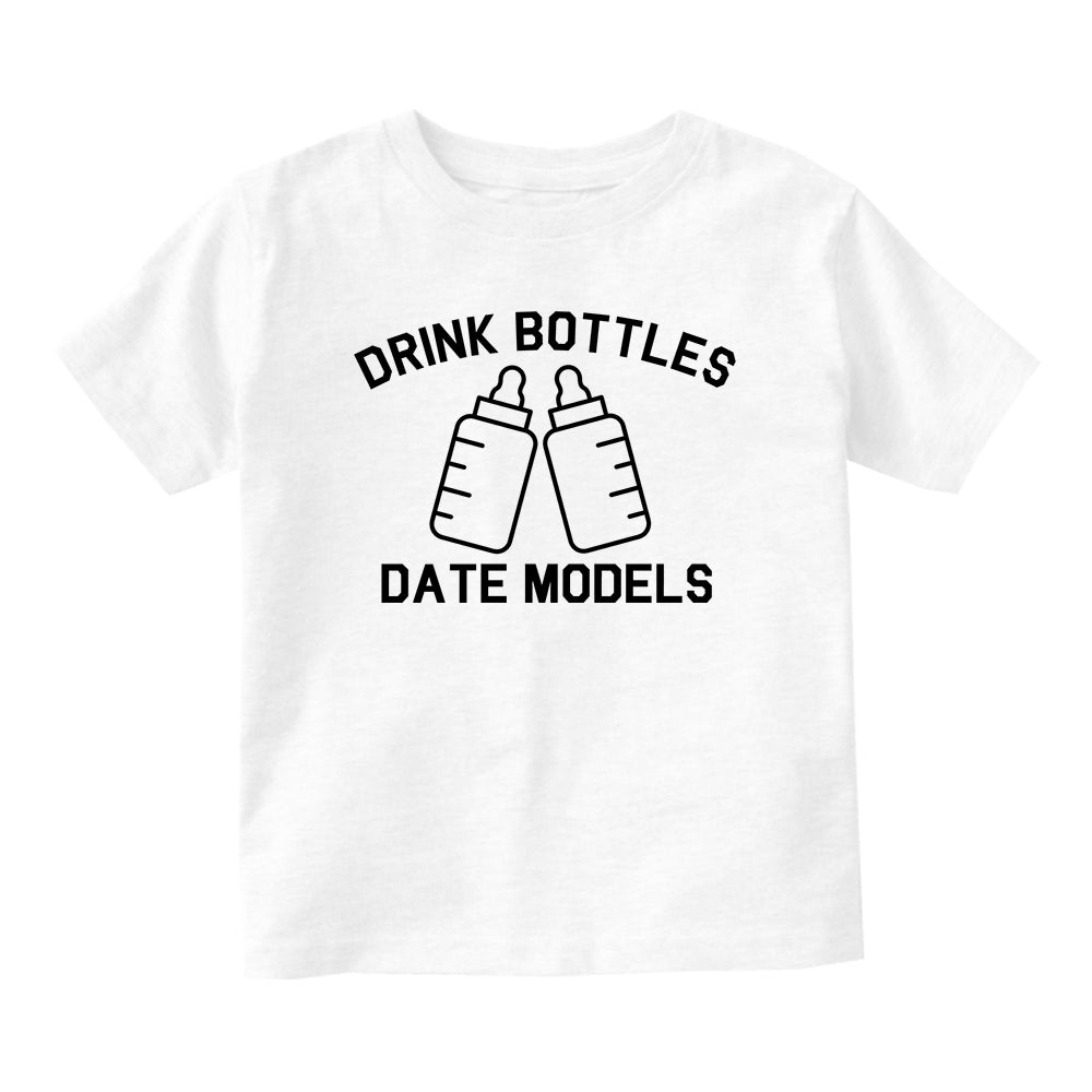 Drink Bottles Date Models Funny Baby Toddler Short Sleeve T-Shirt White