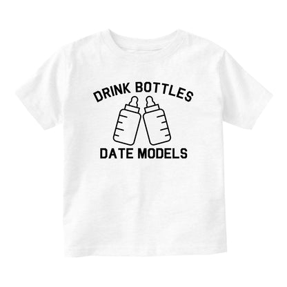 Drink Bottles Date Models Funny Baby Toddler Short Sleeve T-Shirt White