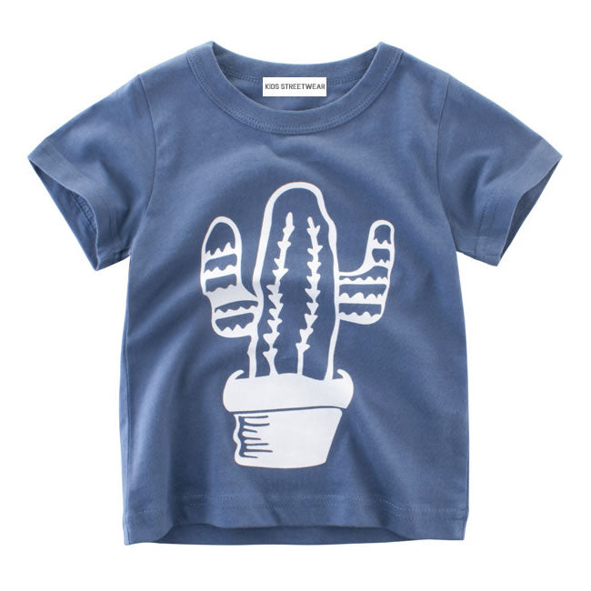 Dusty Blue Cactus Graphic RM Toddler Boys Short Sleeve T-Shirt