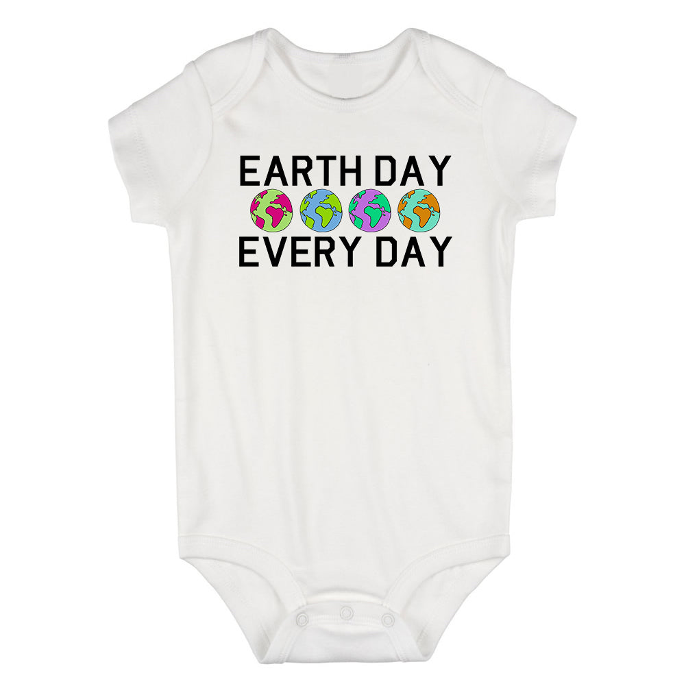 Earth Day Every Day Infant Baby Boys Bodysuit White