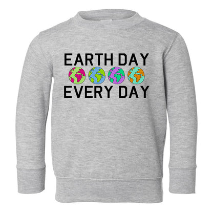 Earth Day Every Day Toddler Boys Crewneck Sweatshirt Grey