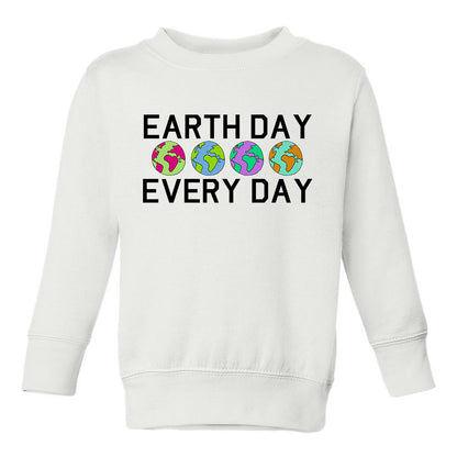 Earth Day Every Day Toddler Boys Crewneck Sweatshirt White