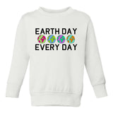 Earth Day Every Day Toddler Boys Crewneck Sweatshirt White